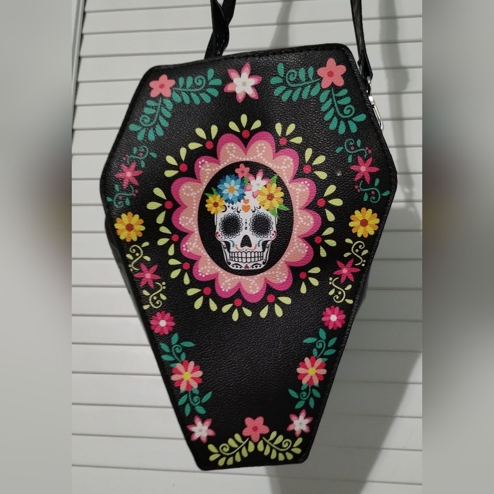 Sugar Skull Coffin Sleepyville Critters Convertible Crossbody/Backpack Bag.